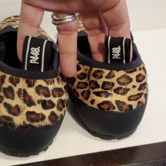 P448 Laby Slippers Cheetah Print Calfhair Size 9/10 NWOB - Picture 5 of 10